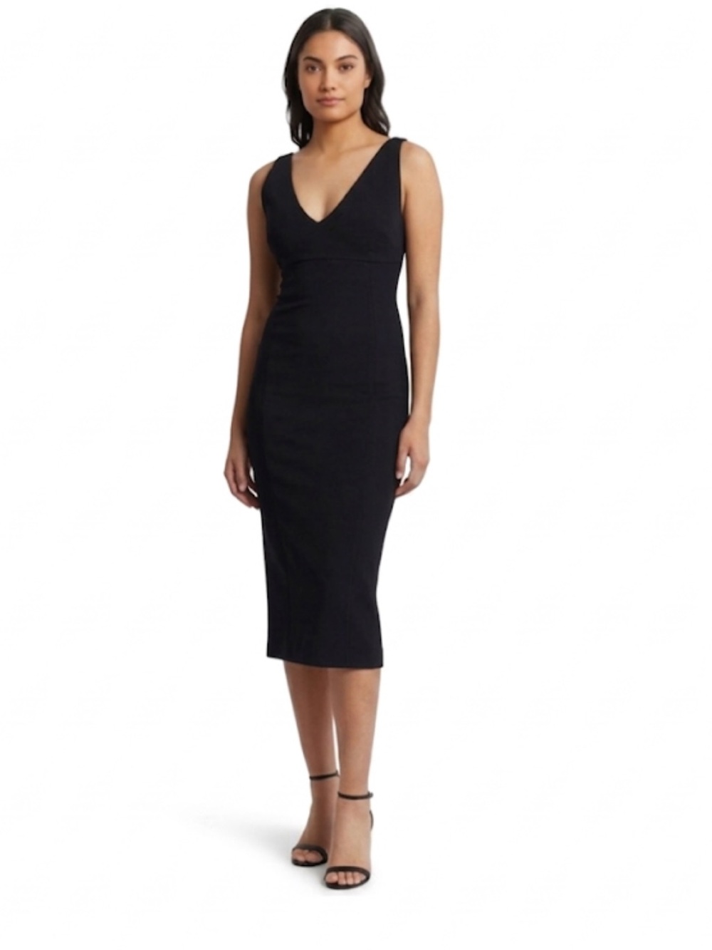 Spanx Spanxshape Ponte V-Neck Sleeveless Midi Dress Woman’s Size Medium